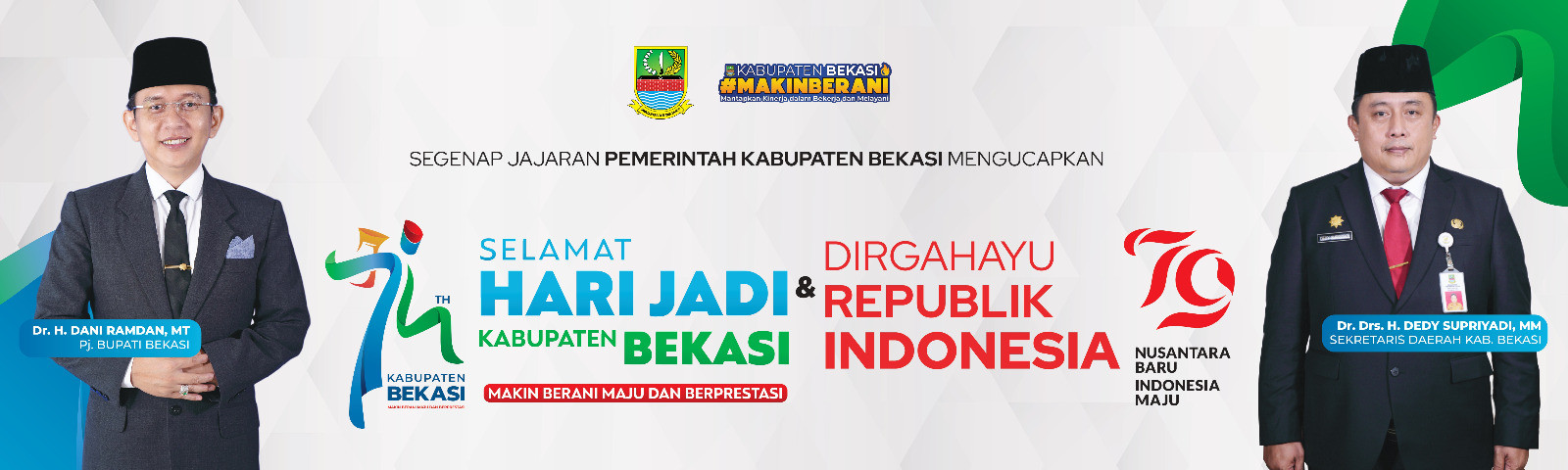 Materi Iklan Dari Prokopim Mengucapkan Selamat Hari Jadi Kabupaten Bekasi Ke 74 dan Dirghayu Republik Indonesia Ke 79