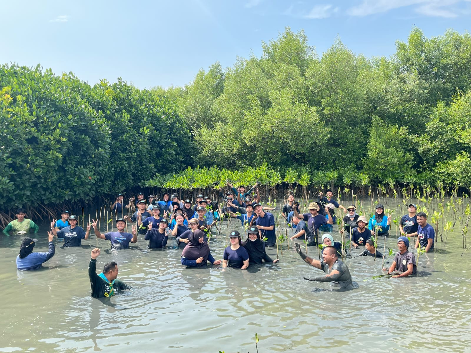 Aksi Melawan Abrasi, SMAN 1 Kota Bekasi Bersama DLH Kota Bekasi dan Kawali Jabar Lakukan Penanaman Mangrove